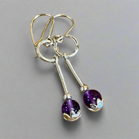 Amethyst and fine silver earrings