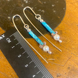 Vintage pearl copper and silver flower earrings