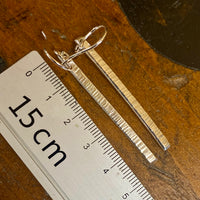 Hammer textured sterling silver bar drop earrings