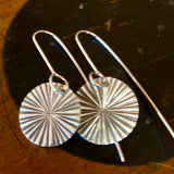 Radiating sterling silver disc earrings