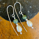 Vintage pearls and pounamu earrings