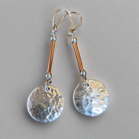 Fine silver and copper drop earrings