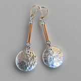 Fine silver and copper drop earrings