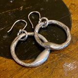 Copper and sterling silver hoop earrings