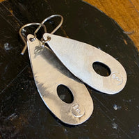 Hammer textured fine silver tear drop earrings