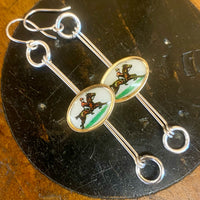Antique converted cuff link earrings