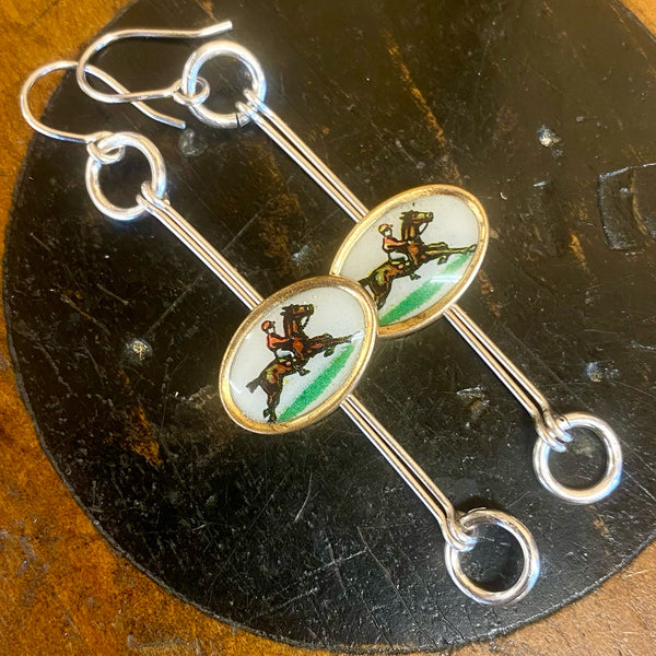 Antique converted cuff link earrings