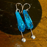 Blue range - copper and silver flower earrings