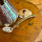 Mexican lidded container with azurite and amethyst