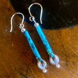 Vintage pearl copper and silver flower bud earrings