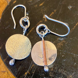 Textured fine silver disc earrings