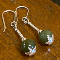 Vintage pounamu on fine silver earrings