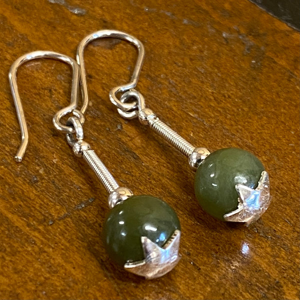 Vintage pounamu on find silver earrings