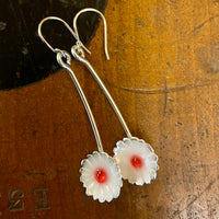 Fine silver and enamel flower earrings