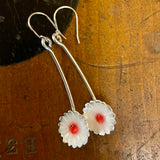 Fine silver and enamel flower earrings