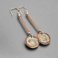 Copper and silver drop earrings