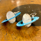 Copper and fine silver planet earrings