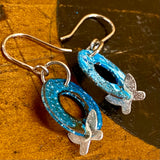 Blue range - copper and silver butterfly earrings