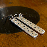 Perforated sterling silver bar earrings