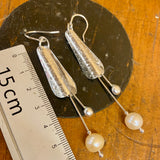 Fine silver and vintage pearl earrings