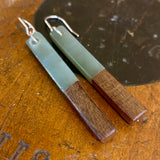 Pounamu and swamp kauri earrings