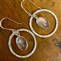 Pale pink rose quartz earrings