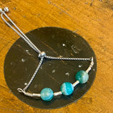 Striped green agate wrist bracelet