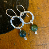 Vintage pounamu on sterling silver hoop earrings