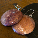 Hammer textured copper disc earrings