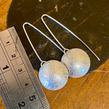 Sand textured fine silver disc earrings