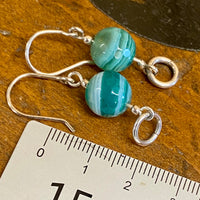 Striped green agate earrings