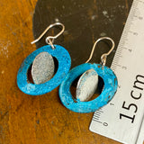 Copper and fine silver planet earrings