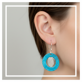 Copper and fine silver planet earrings