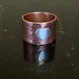 Copper and sterling silver heart ring