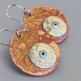 Copper and fine silver disc rivet earrings