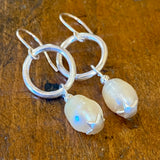 Vintage baroque pearl and silver earrings
