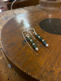 Triple pounamu and silver earrings