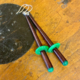 Chopstick and jade earrings