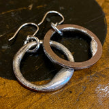 Copper and sterling silver hoop earrings