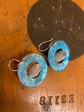 Copper and fine silver planet earrings