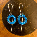 Blue copper flower earrings