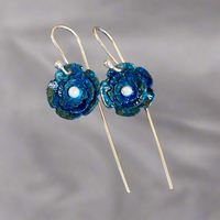 Blue copper flower earrings