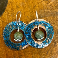 Copper and pounamu earrings