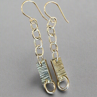 Sterling silver panels on vintage chain drop earrings