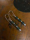 Triple pounamu and silver earrings