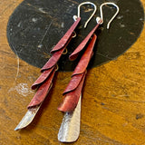 Huia range- oxidised copper and fine silver earrings