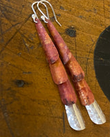 Fine silver and copper huia feather inspired earrings