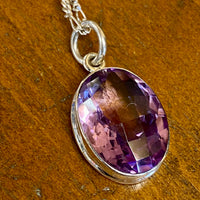 Amethyst in sterling silver necklace pendant