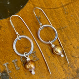 Gold pearl and silver earrings