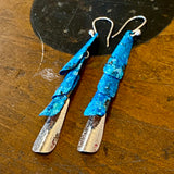 Huia range- blue copper and fine silver earrings